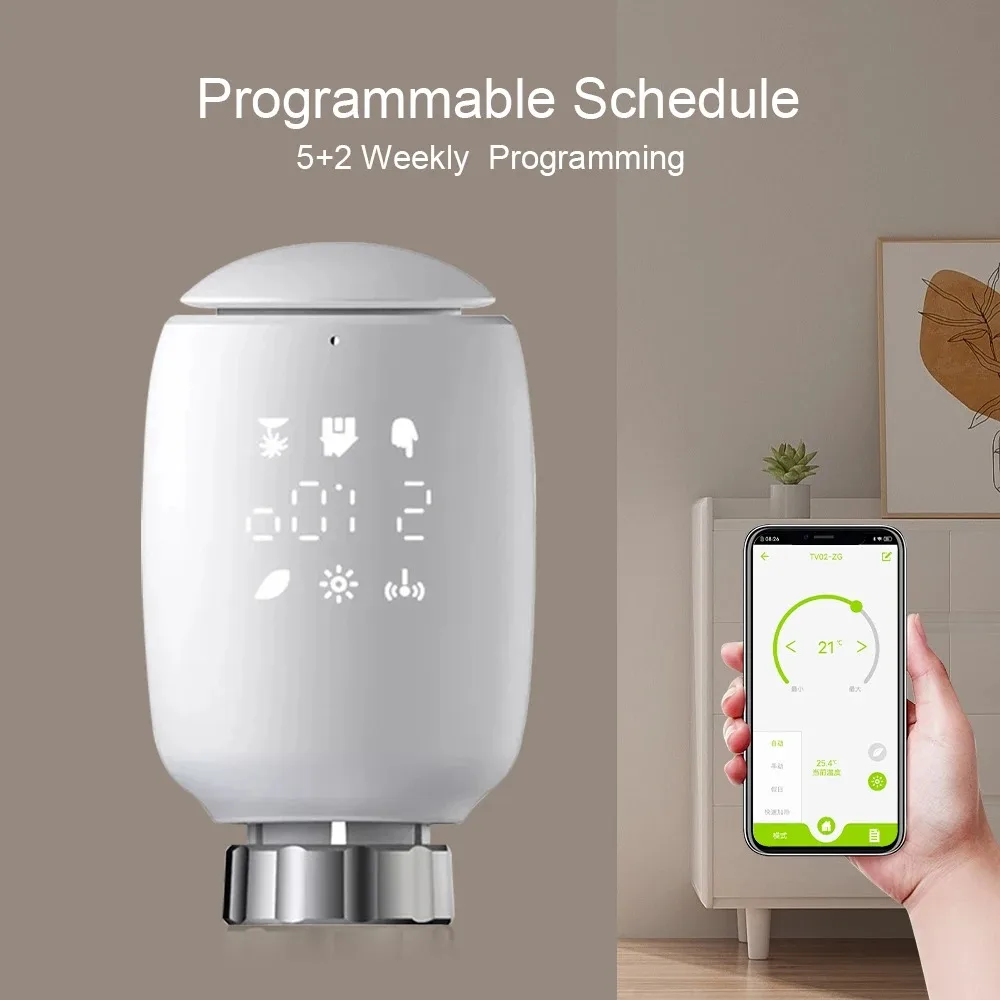 Tuya Zigbee Smart Radiator Valve Thermostat TRV Programmable Temperature Controller App Remote Control Smart Home