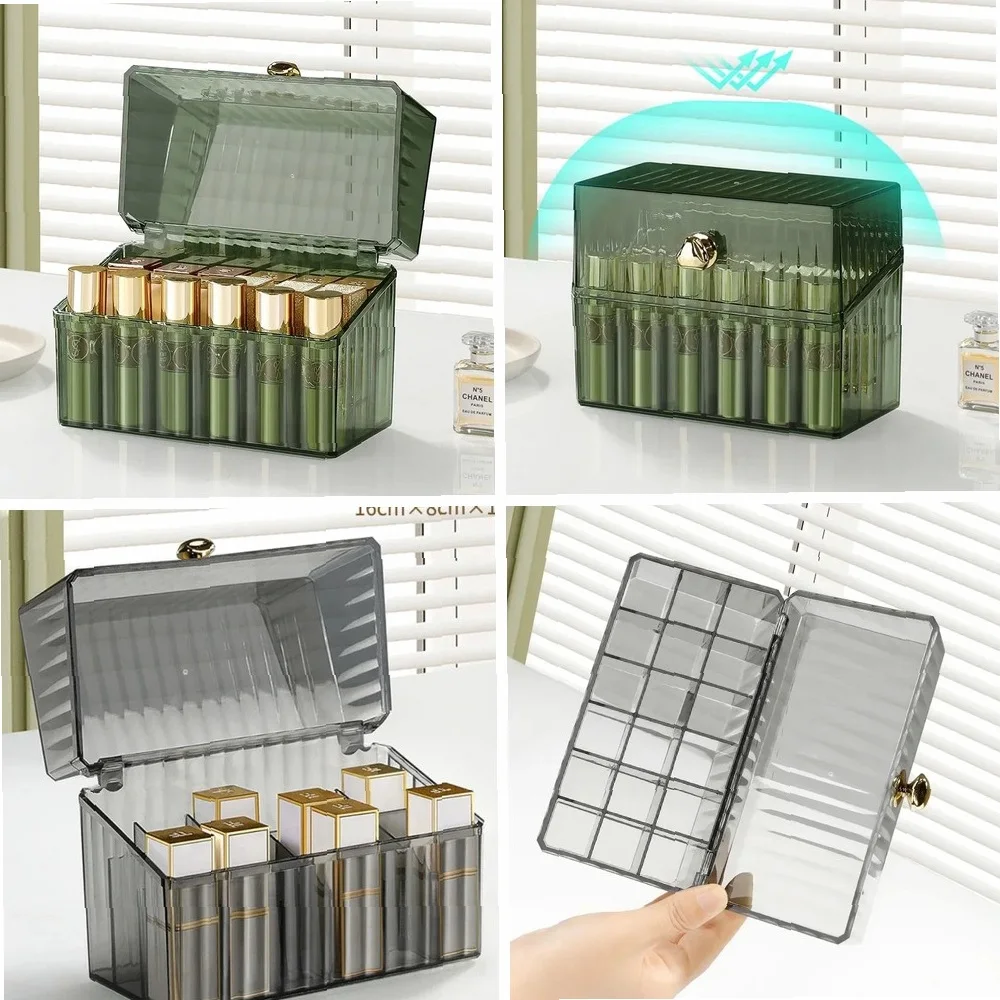 Luxurious 18 Grid Lipstick Box Makeup Organizer, Cosmetic Storage Case for Nail Polish & Lipstick Display Holder