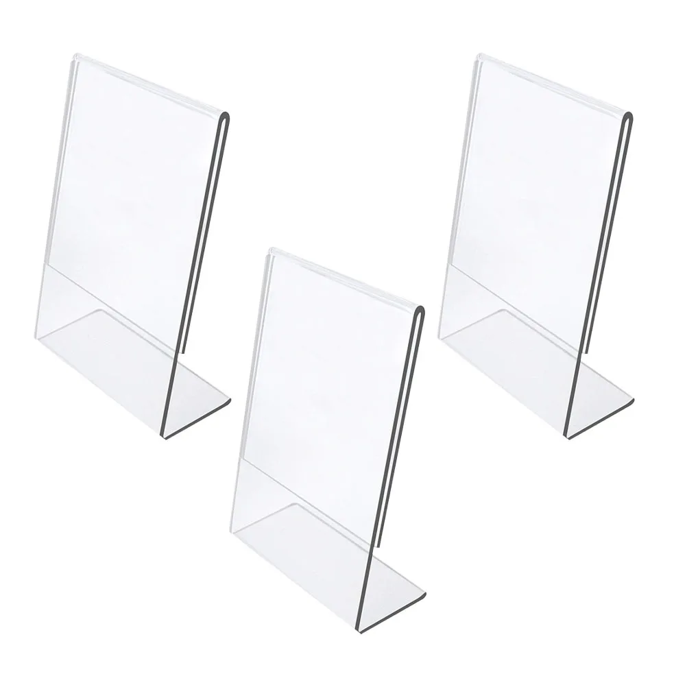 

3 Pcs Paper Sign Holder Document Picture Store Office Table Acrylic Display Restaurant