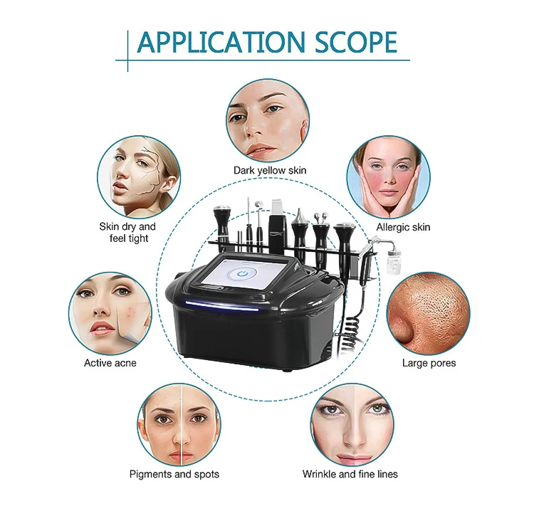 Multifunctional 9 in 1 Face Care Skin Rejuvenation Machine Facial Care Machine Ultrasound Skin Scrubber Ion Galvanic Oxygen Jet