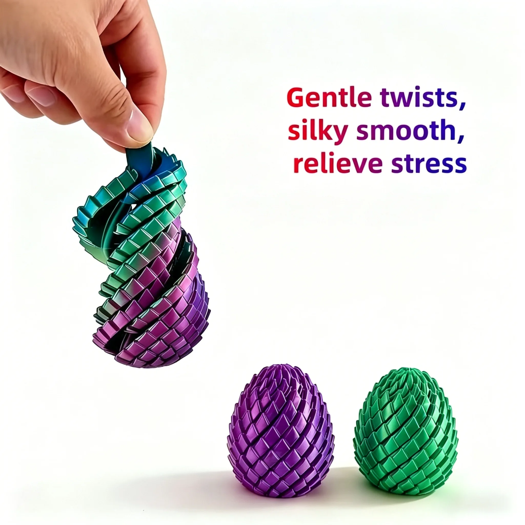 3D Printed Flexible Dragon Egg Fidget Toy Expandable Twist Sensory Stress Relief Toy Creative Desktop Ornament Creative Gift Toy