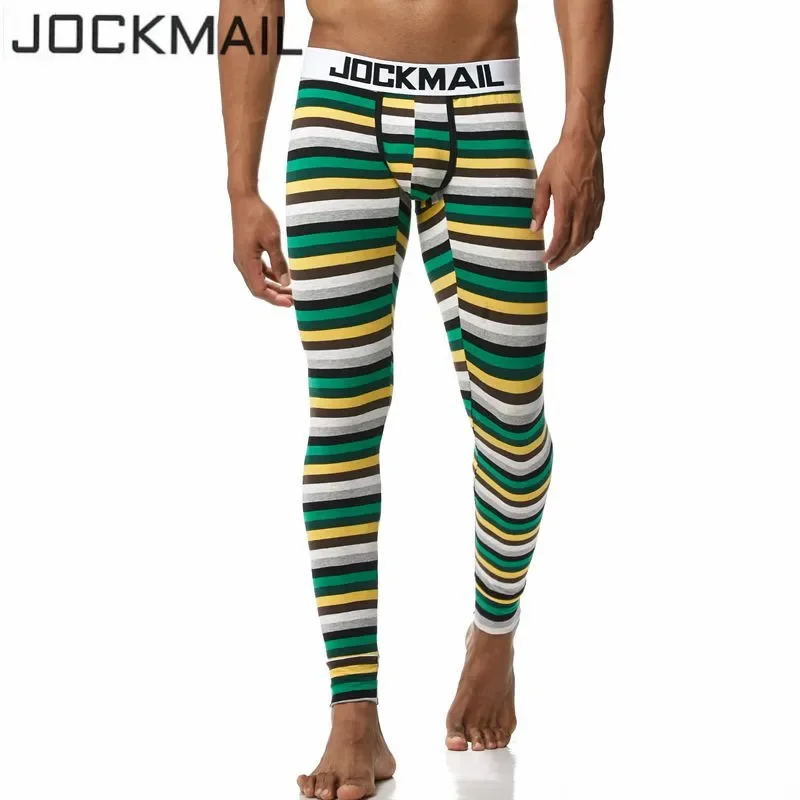 JOCKMAIL New Sexy Long Johns Pants Men Thermal Underwear Cotton Printed Mens Thermal Underwear Sleeping Bottoms Leggings Pant