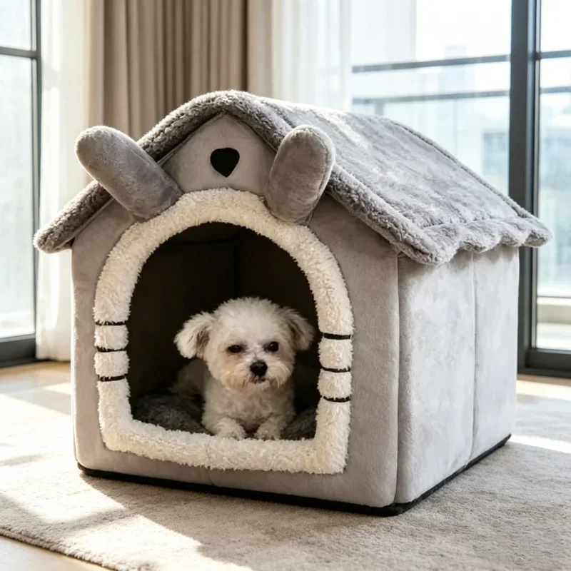Ganzjahres-Universal-Katzenhundebett, abnehmbar, waschbar, für kleine Hunde, Teddy, für den Innenbereich, tägliche Haustierbedarf, Schlafplatz