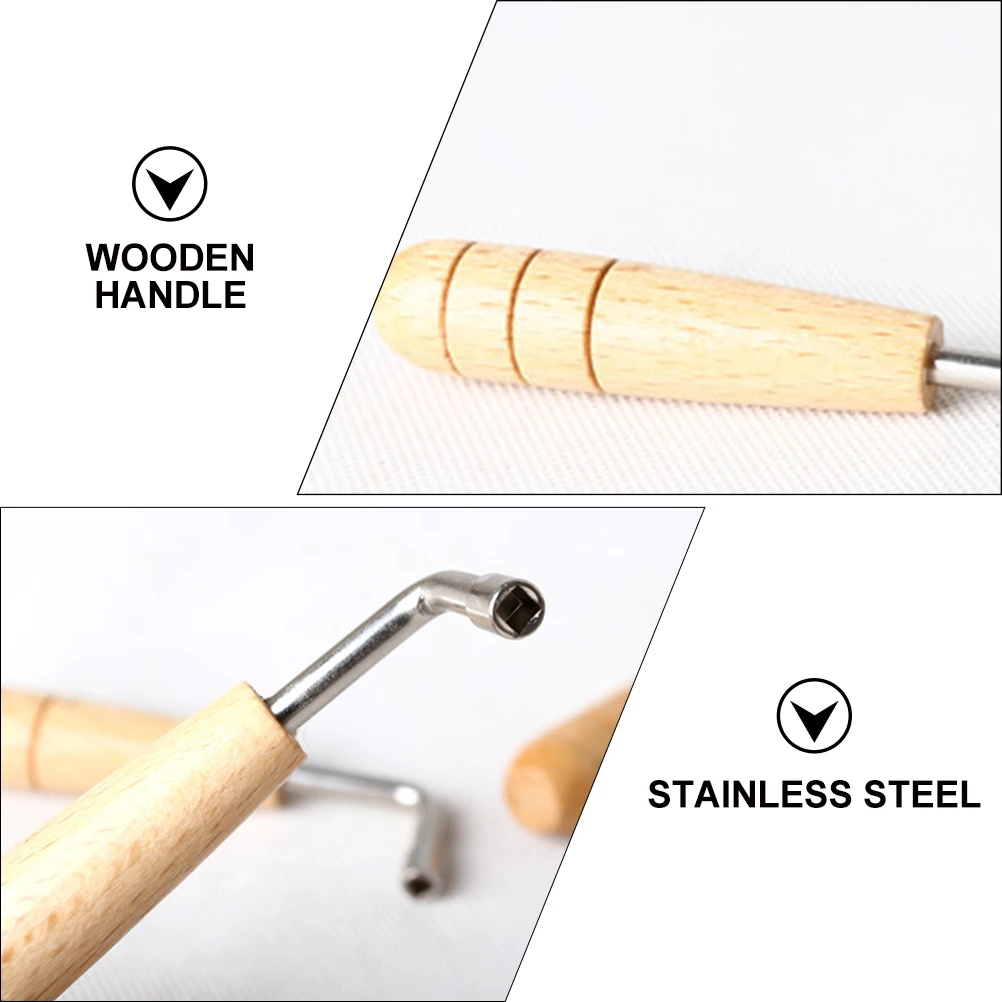 

2Pcs Lyre Wrench Durable Wear Resistant Music Instrument Wrench Strings Adjustment Music Instrument Harp Tone Wooden Handle