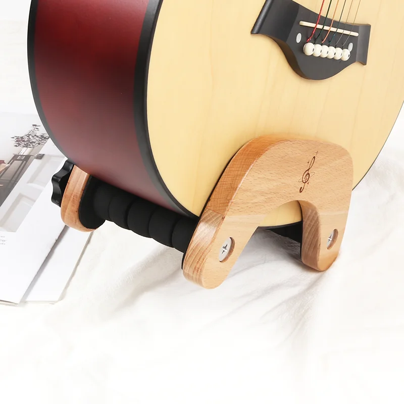 Guitar Stand Creative High Quality Beech Wood Guitar Holder With Protective Sponge Pads Portable Carrying Wood Made Guitar Stand