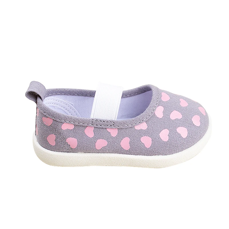 Children Lovely Heart Design Canvas Stylish Sneakers Little Girls Expression Flat Princess Shoes EK9S112