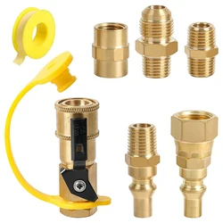 7Pcs RV Propane Quick Connect Fittings Adapter Valve Kit 3/8