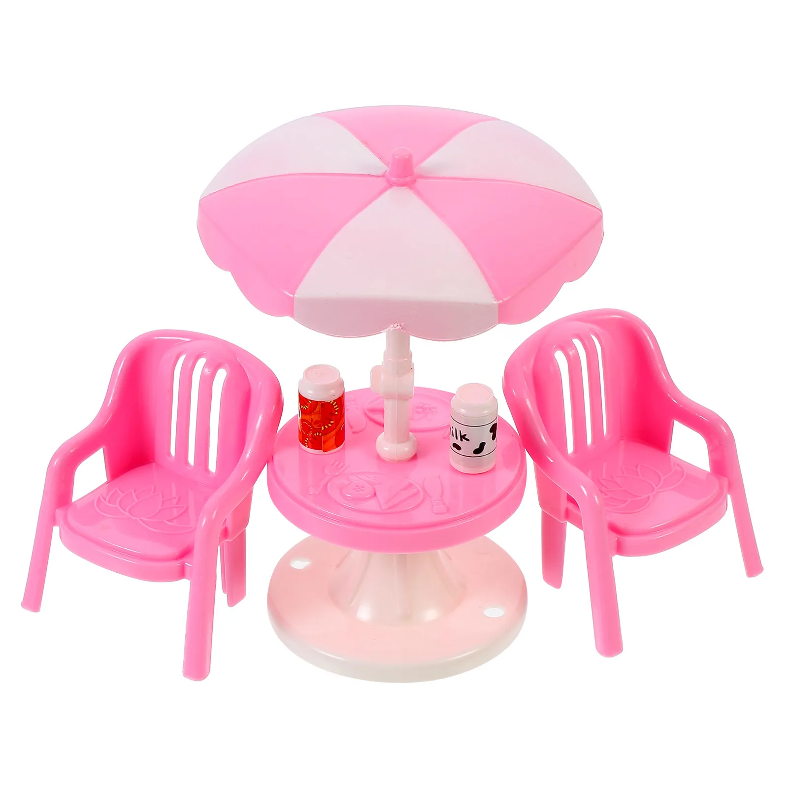 

2Sets Mini Beach Facility Sunshade Chair Accessories for Playing House Decoration Miniature Scene Ornament Compact Size