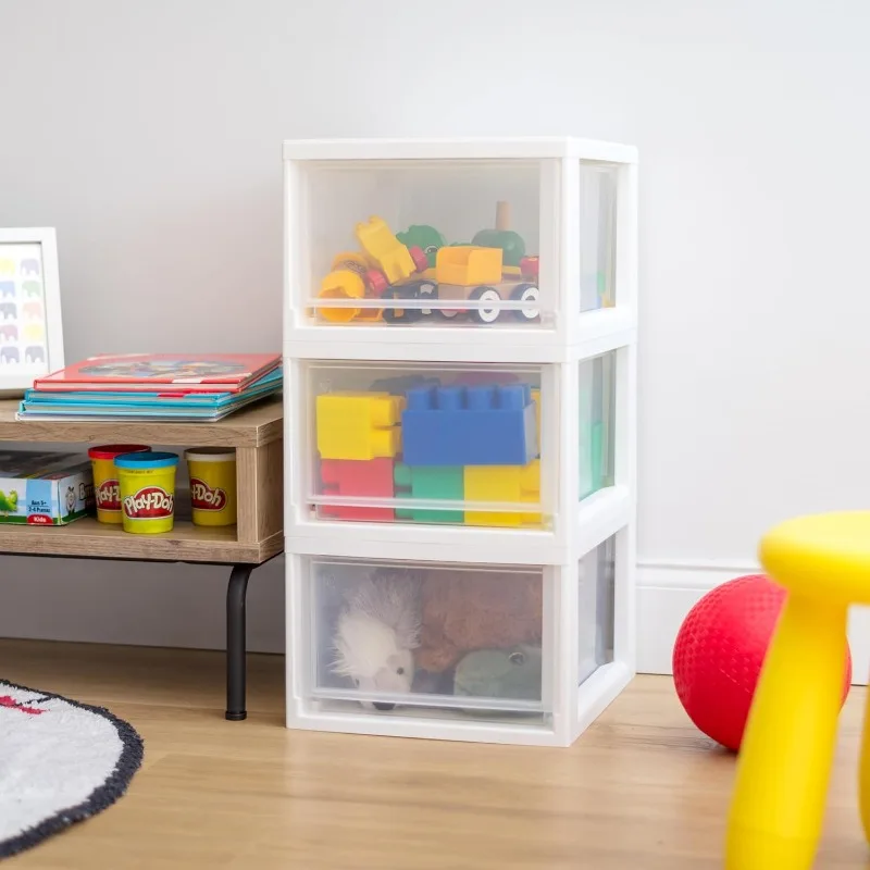 Белые штабелируемые органайзеры для ящиков, 14,5 Qt — 3 упаковки, пластиковые контейнеры для хранения для домашнего офиса, стола, шкафа, кухонного шкафа, организация