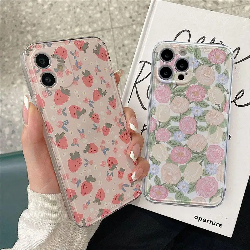 Case For Samsung Galaxy S24 Ultra S23 Plus S20 S21 S23 FE S22 Note 10 Lite 20 J4 J6 Plus Cover Flower Soft Clear