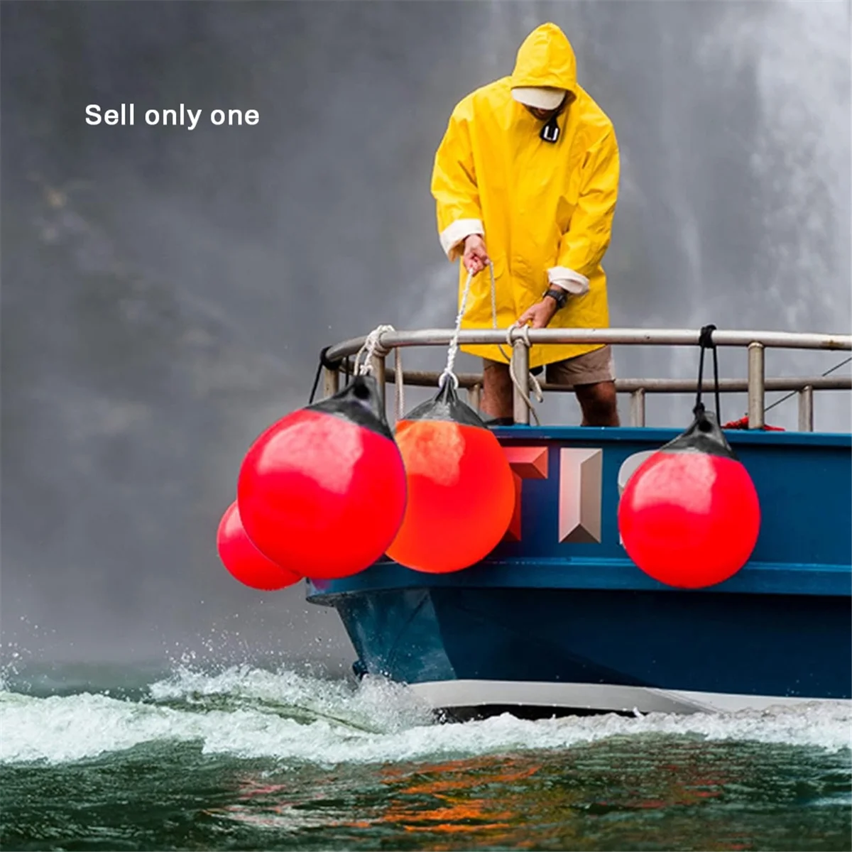 Heavy Duty PVC Boat Fenders Ball Round Anchor Buoy Dock Bumper Ball Inflatable Protection Marine Mooring Buoy Blue