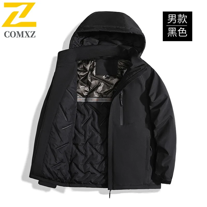 

COMXZ 2025 Winter Men Graphene Lined Jacket Spring Autumn American Style Waterproof Windproof Thick Outdoor Sports Casual Coat