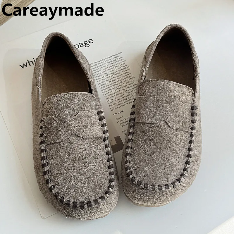 

Careaymade-Genuine leather wider toe big size women's shoes,soft soled casual warm shoes,handsewn cowhide women's single shoes