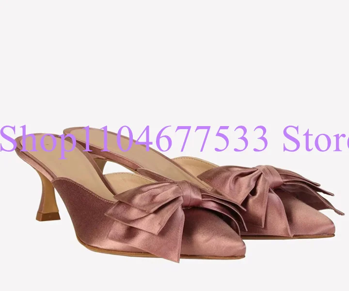 

Brown Color Butterfly-knot Lady Slippers Sandals Sexy Thin Heel Casual Sandals Woman Fashion Beach Shoes