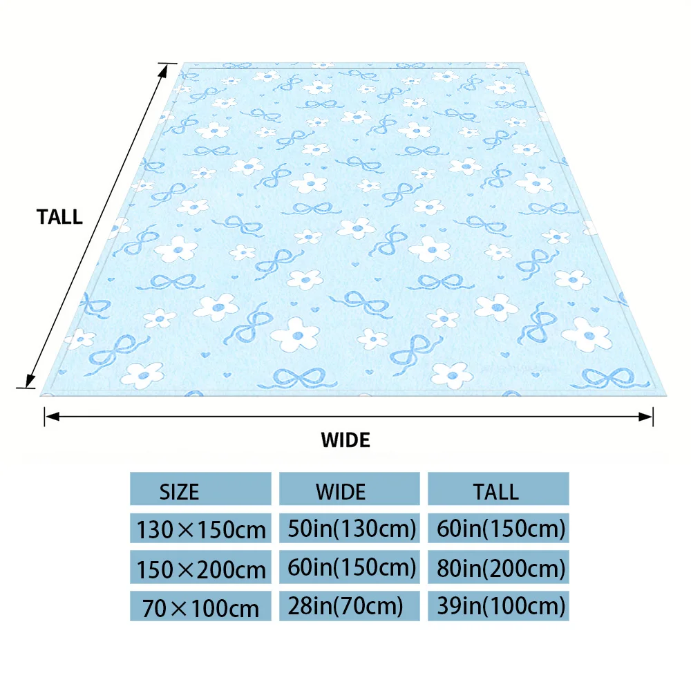 Blue Bow Daisies Flannel Blankets Are Suitable For Sofas, Men's Room Decorations, Thick And Warm Gifts For Teenagers