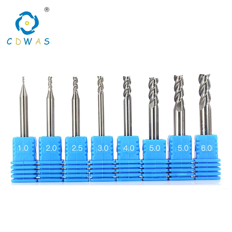 Aluminum Milling Cutter 3 Flute 1mm-12mm 2mm 3mm 4mm 5mm 6mm 8mm HRC50 Tungsten Steel Tools Endmills Milling Cutter Wood Cutting