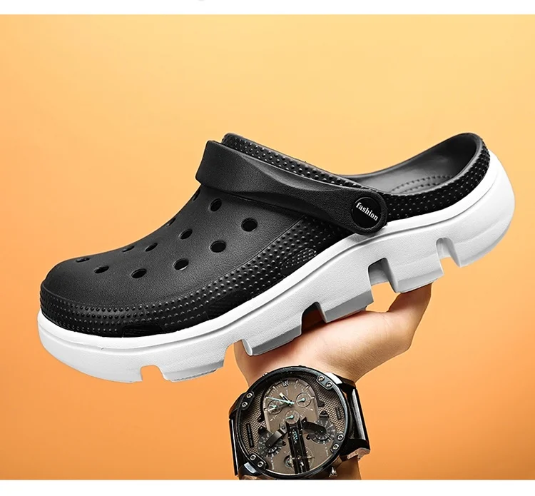 Men EVA Clogs Breathable Hole Sandals Lightweight Non‑Slip Soft Sole Summer Casual Slippers For Outdoor Street Beach Garden Shoe
