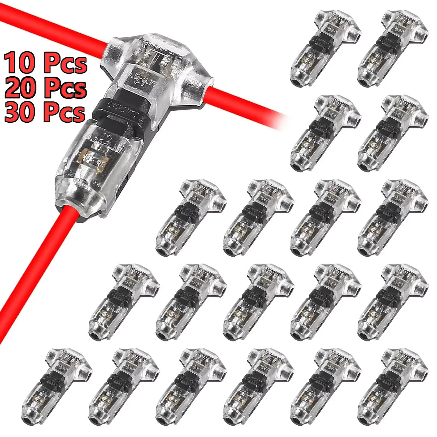 10/20/30Pcs t Type 1 Pin Low Voltage Wire Connector, Quick Solderless Wire Splice Connector, t Tap Wire Connectors, No Stripping