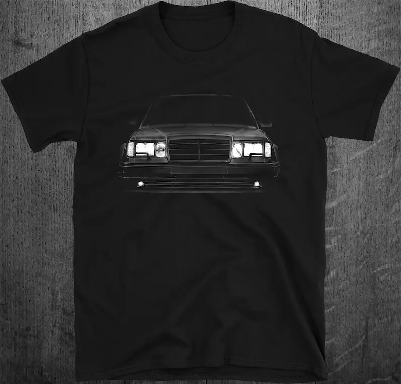 W124 Classic Deutsche Auto Headlights Glow T-Shirt 100% Cotton