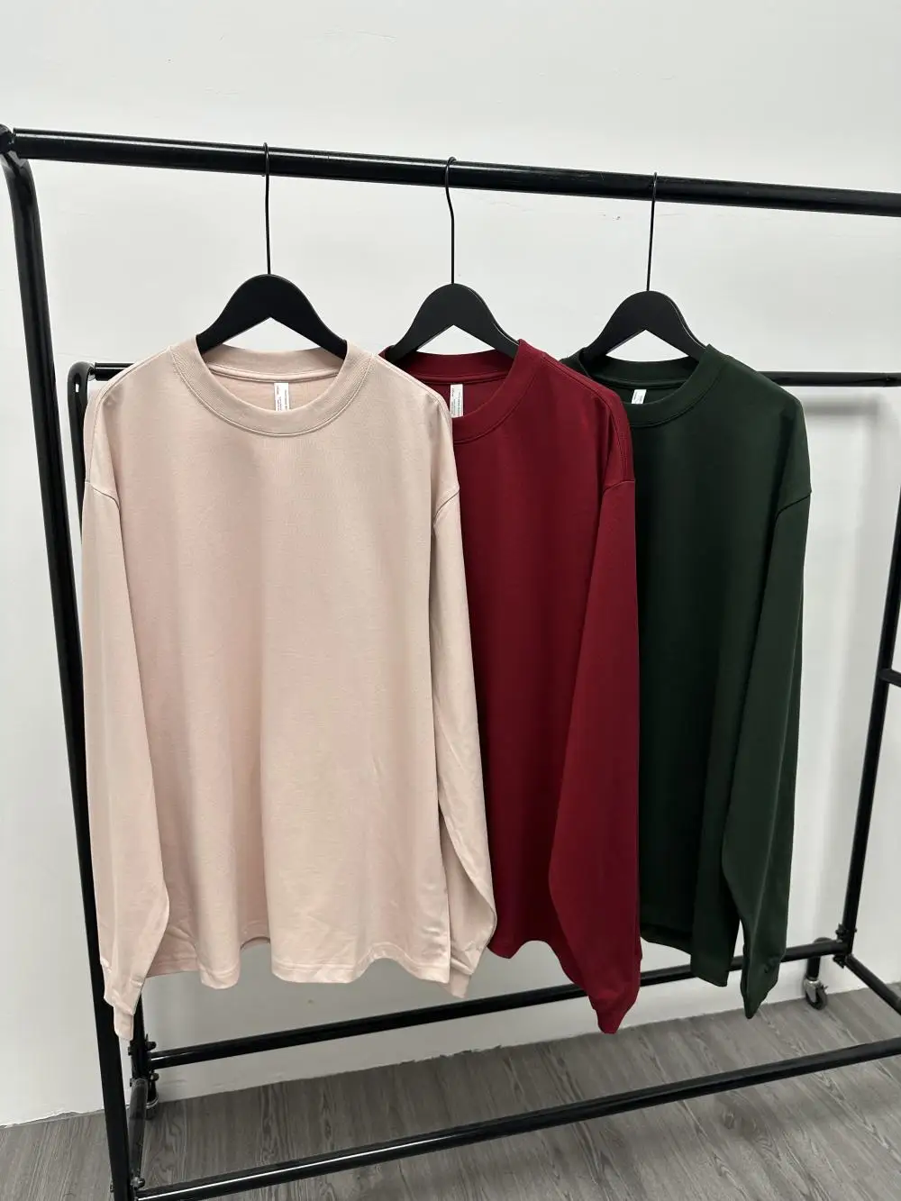 Mens 100% Cotton Crew Neck T-Shirt for Autumn 275G Heavyweight Custom Print Plus Size Gray Tee Sports Basic Sweatshirts Unisex