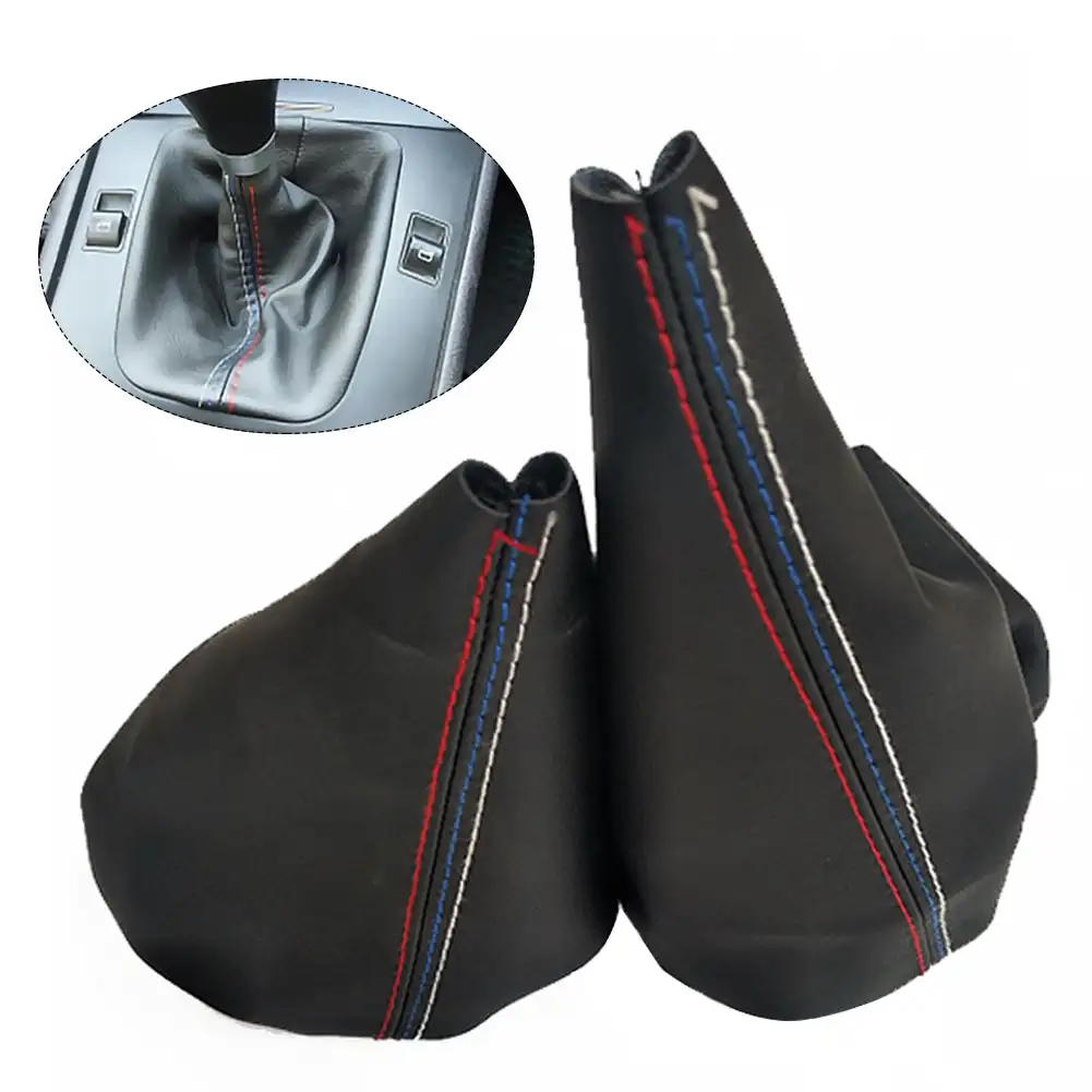 Car Gear Shift Collars Manual Handbrake Gaiter Boot Cover For BMW 3 Series E36 E46 E30 E34 M3 Z3 Black Leather M Accessories