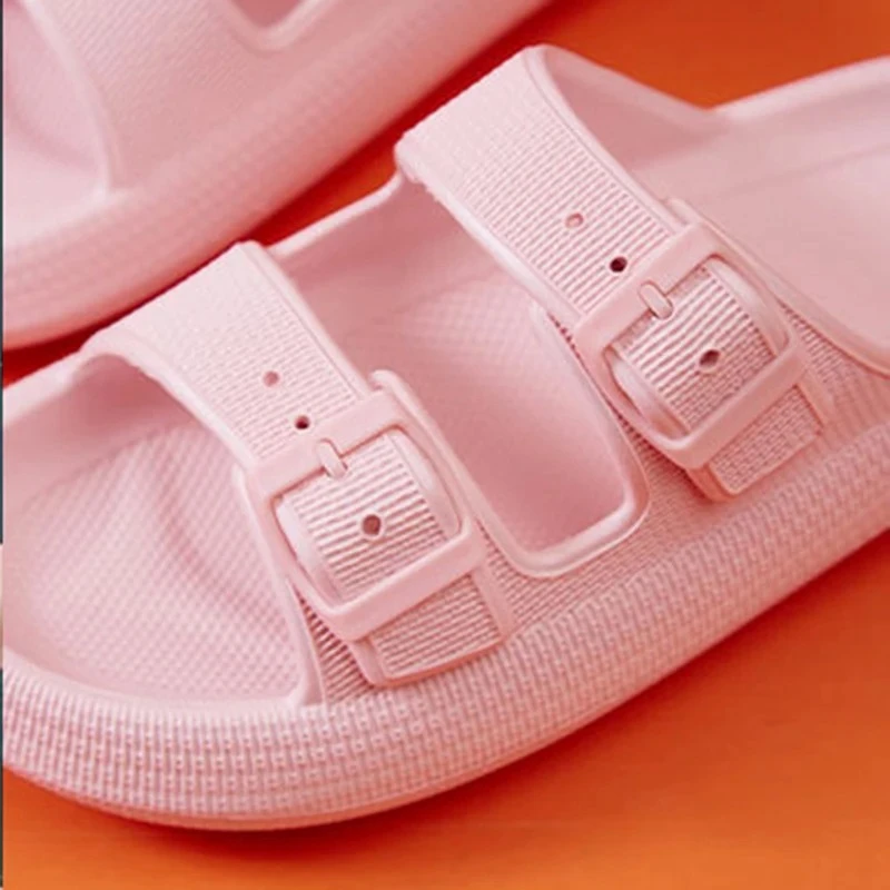 Fashion Buckle Soft Sole Pillow Slides Sandals Thick Platform Cloud Slippers Woman Man Summer Beach Non-Slip Flip Flops