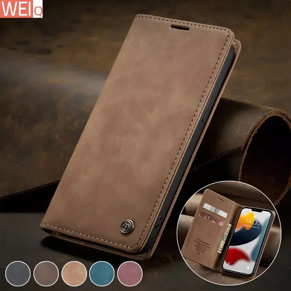 Matte Leather Flip Cover for iPhone 13 12 11 14 15 Pro Max Mini Wallet Case XR XS Max 8 7 6S Plus 5S SE 2020 2022 Magnetic Retro