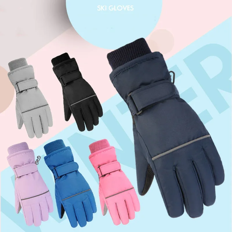 Guantes cálidos de invierno para niños y niñas, manoplas impermeables a prueba de viento con dibujos animados, esquí, ciclismo, escalada, al aire libre, 2024