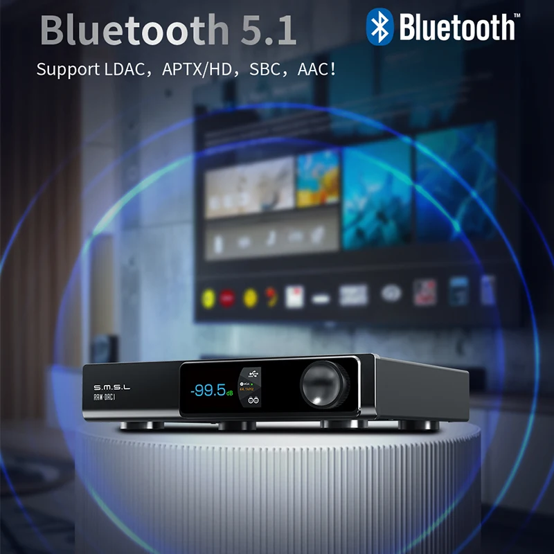SMSL RAW-DAC1 HIFI جهاز فك ترميز الصوت المكتبي MQA USB DAC AK4499EX رقاقة بلوتوث 5.1 المضخم دعم LDAC AAC