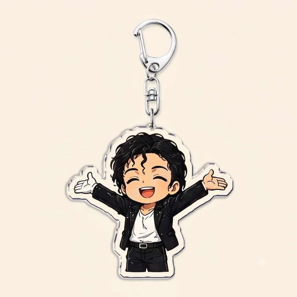 for MJ Popular Cute Singer Chibis Keychains for Accessories Great Classic Rock Legend Music Keyrings Jewelry Fans Friends Gifts