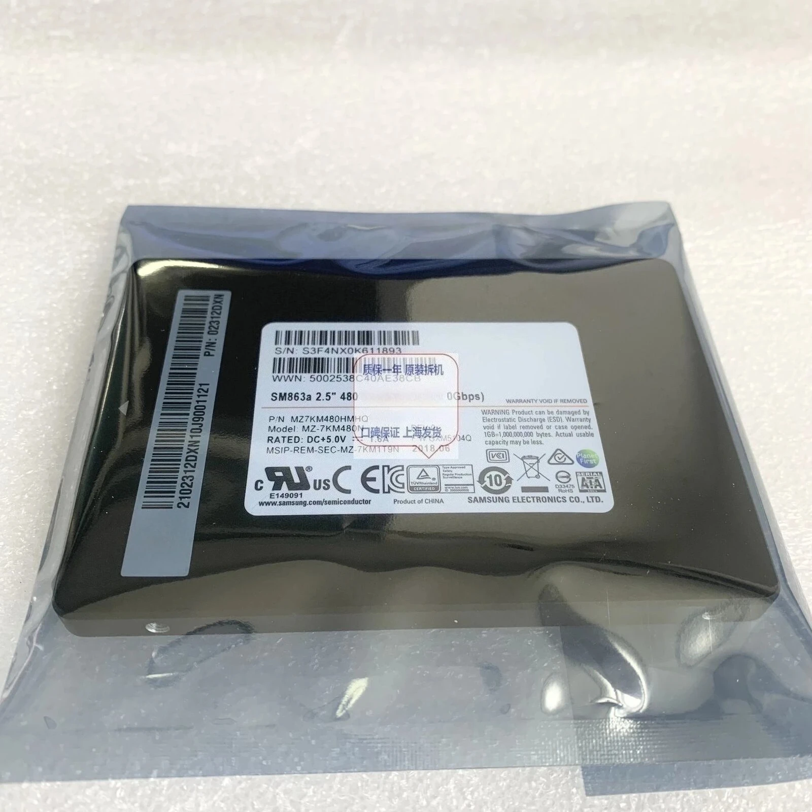 

480G Hybrid SSD 02312DXN V3 V5 SM863A MZ7KM480HMHQ Used