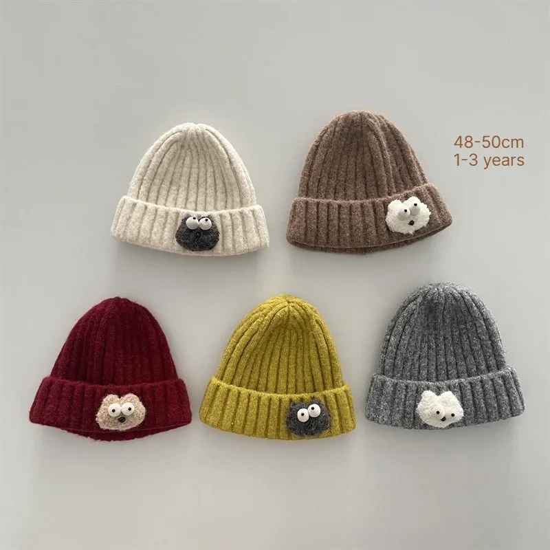 Gorro de invierno de punto para niñas y niños, de 48 a 50 cm, grueso, cálido, resistente al viento, con orejeras, gorro infantil, gorro de lana, diseño adorable, protege del frío, para bebés, niños pequeños y niños.