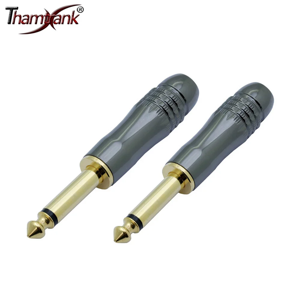 Conector de Cabo de Áudio 10 Pol. de Cobre 6.35 mm Conector Mono Banhado a Ouro Pol.