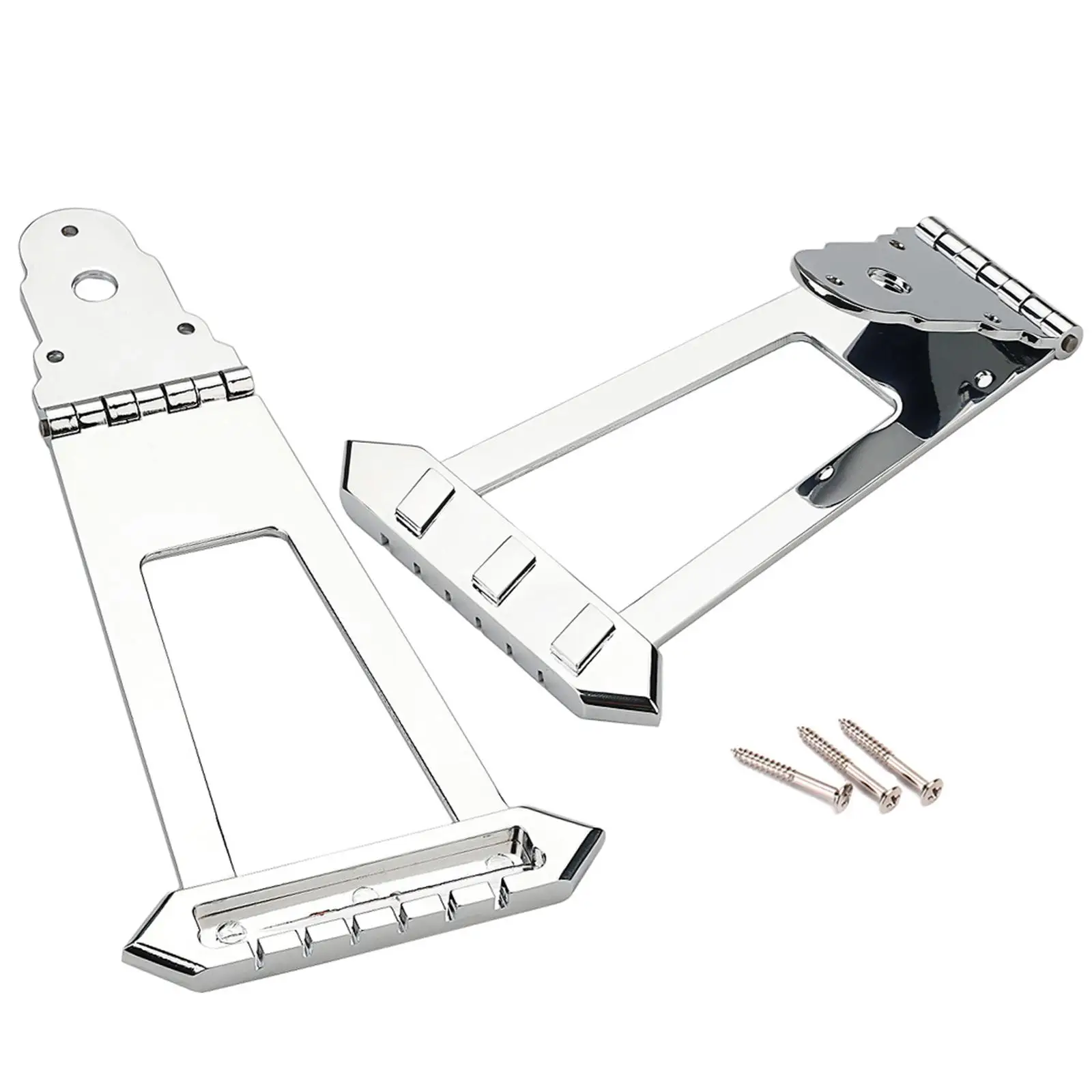 Guitar Trapezoidal Tailpiece Bridge Electric Bass Bridge Tailpiece with Mounting Screws for Archtop Guitar Replacement Parts