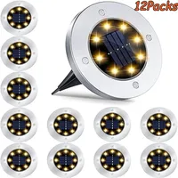 8/20LED Solar Power Disk Light Outdoor Garden Solar Underground Light Deck Light Spotlight Buried Solar Led Lamp Garden Decor