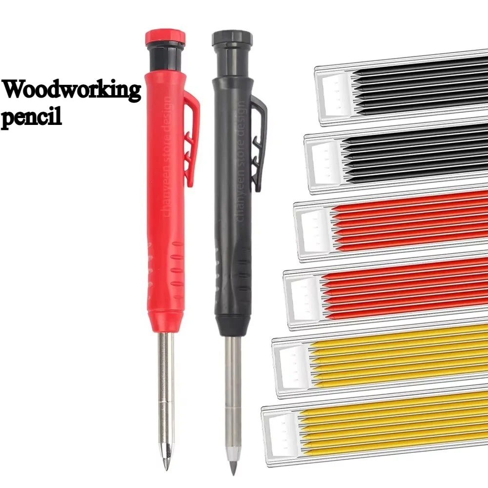 

Solid Carpenter Pencil Set Mechanical Pencil 3 Colors Refill Carpentry Marking Scriber Construction Tools Woodworking Tools