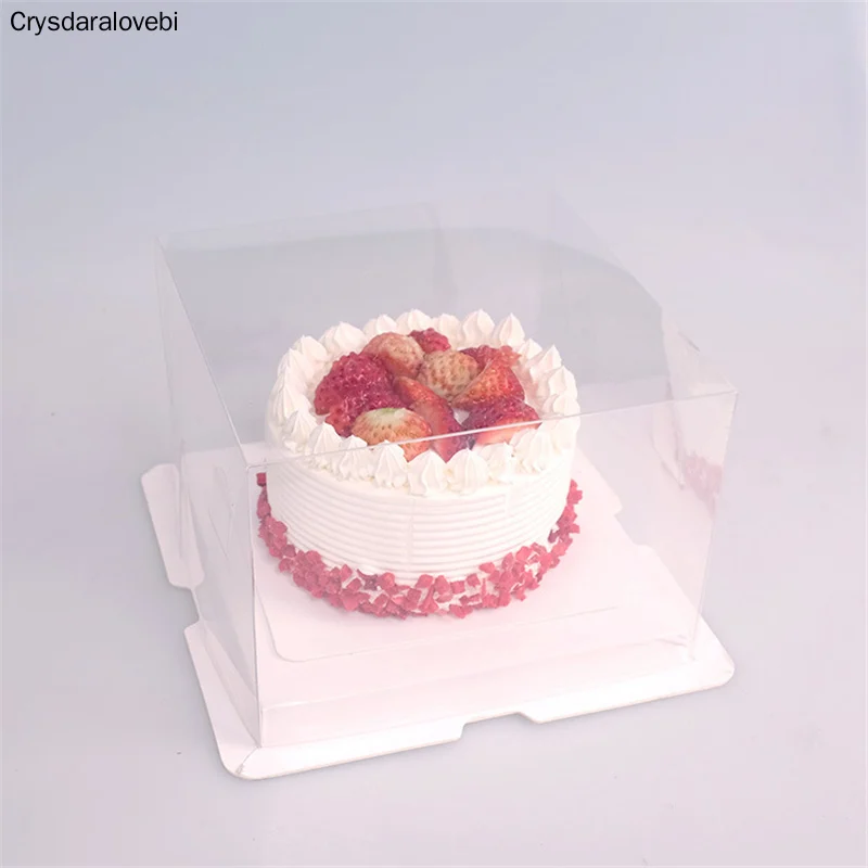 10pcs Transparent Birthday Decoration DIY Handmade Gift Cake Package Boxes White Plastic Bottom Baby Show Supplies