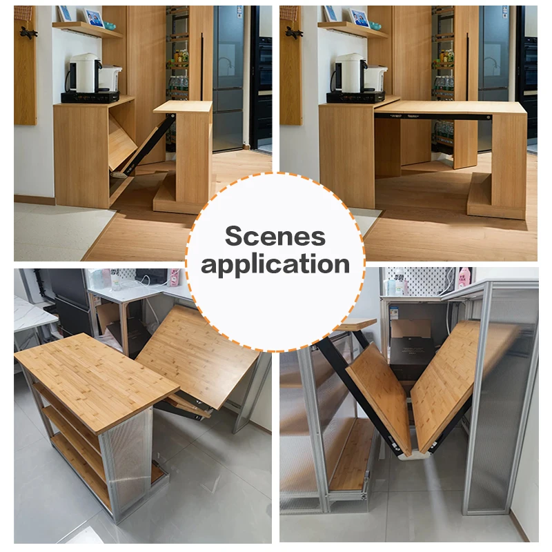 Fold Down Extendable Multi Function Table Desk Bar With Hidden Sliding Track Hardware Space Saving For Home Office Dining
