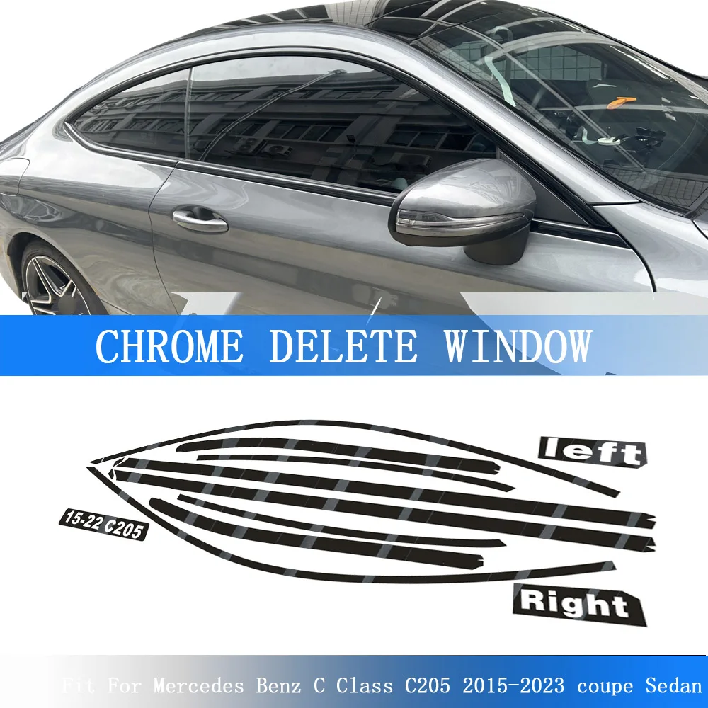 

Glossy Black PVC Car Window Decorative Strip Sticker For Mercedes Benz C Class C205 2015-22 coupe Exterior Protection Accessory