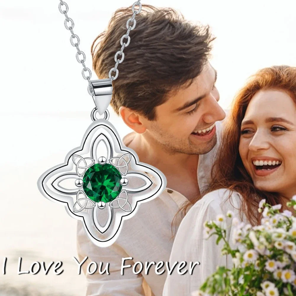 925 التايلاندية الفضة الكلاسيكية الساحرة عقدة قلادة مع الزركون الثالوث عقدة حسن الحظ تشيكوسلوفاكيا سحر الويكا رمز حماية مجوهرات