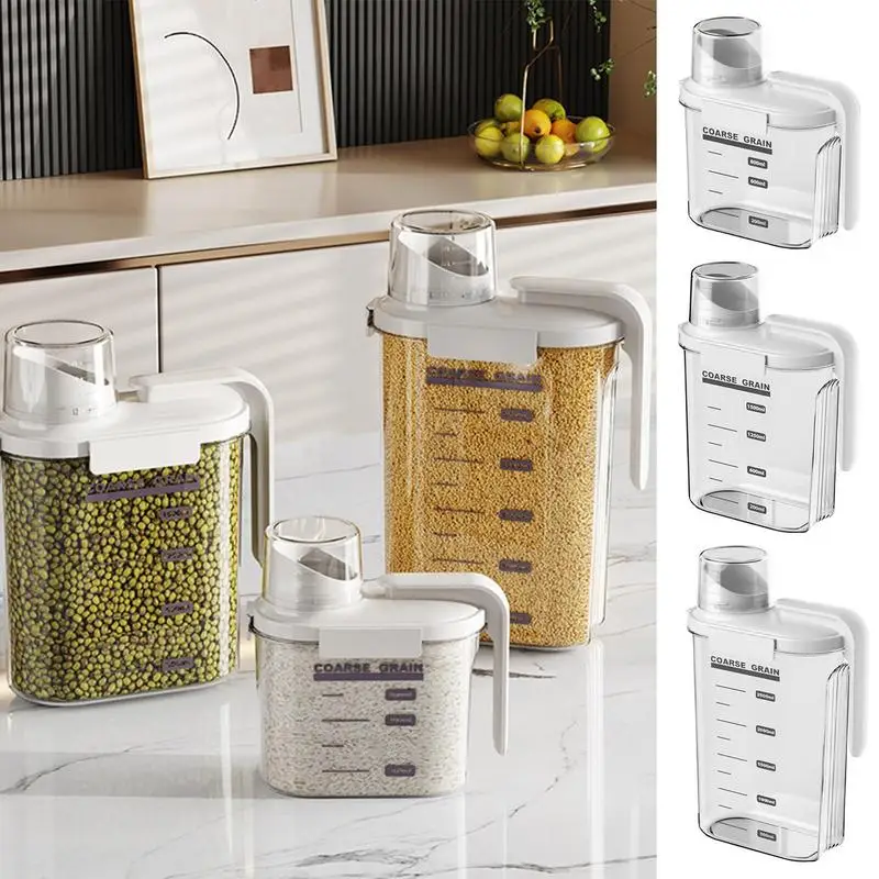 Food Jar with Handle Kitchen Airtight Food Grain Container Damp-Proof Storage Jars Minimalist Food Containers for Home Cafe