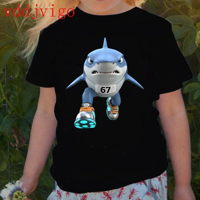 

Viral Shark 67 Pattern Children's T-shirt 100% Cotton Black Printed Casual Trendy Cartoon T-shirt