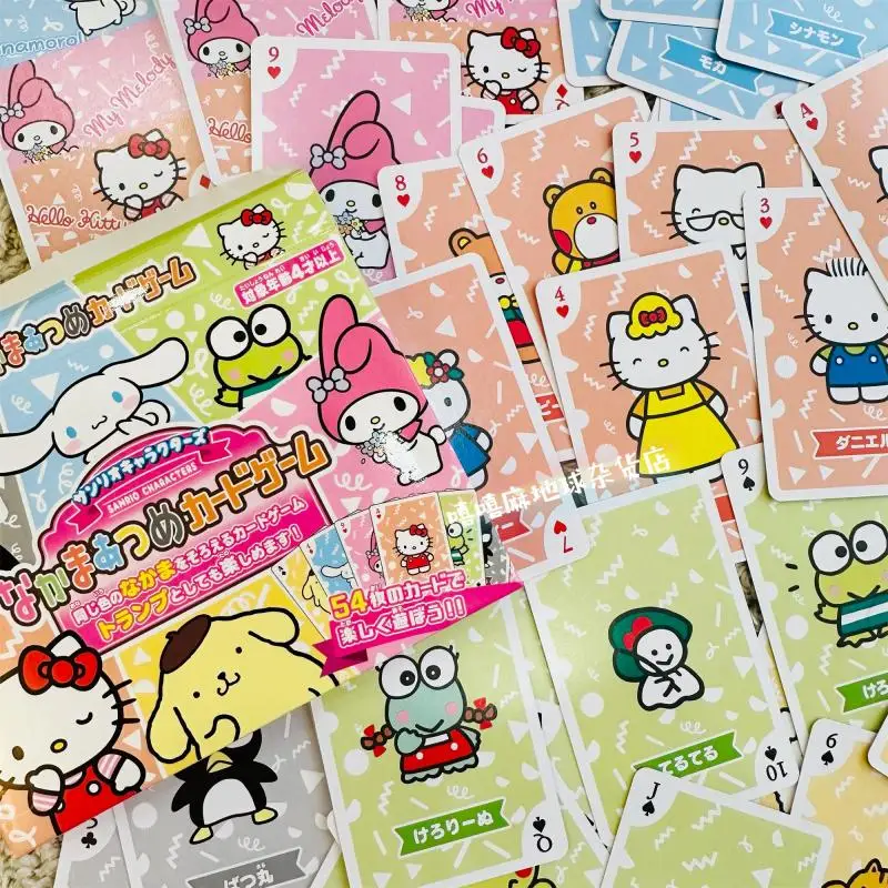 Sanrio Limited Board Game Playing Cards Character Hello Kittys Kerokero Keroppi Pompom Purin Anime Figures Model Toys Play Set