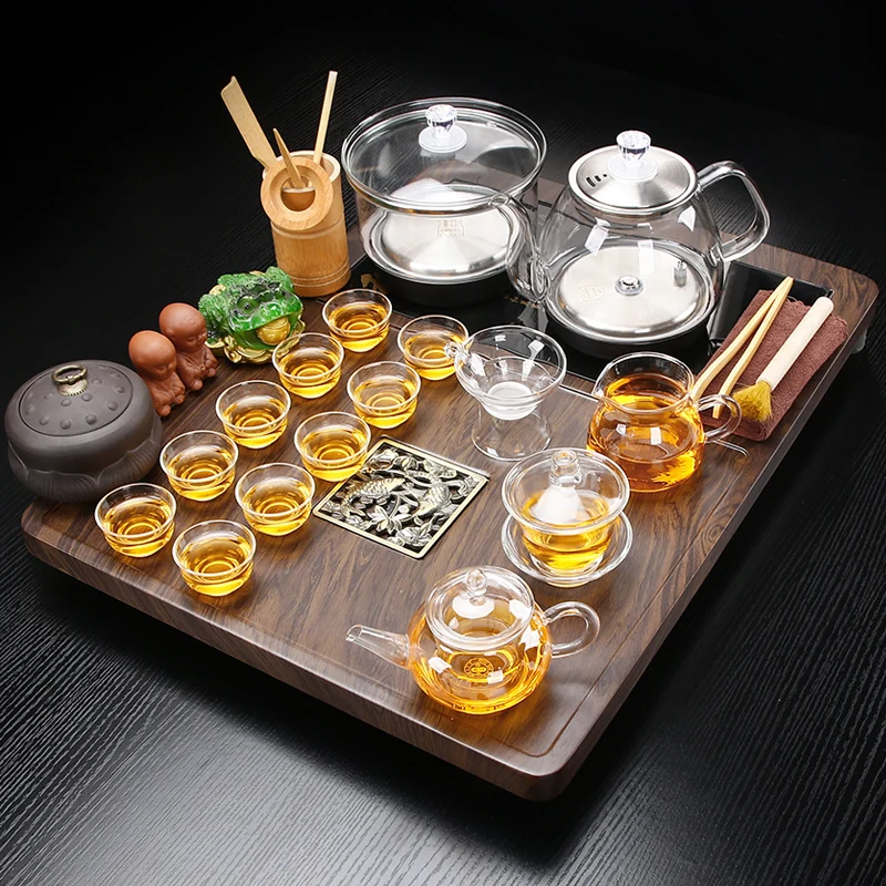Tableware Drip Tea Tray Accessories Coffeeware Wooden Ceramic Tea Tray Wood Plates For Food Coasters Bandeja Madera Teaware 2