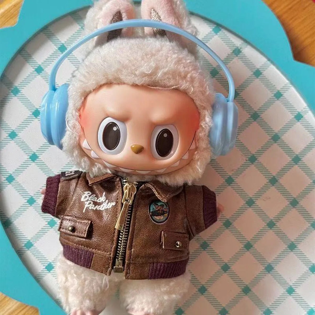 【Clothes Only】Doll Clothes Trendy Outfit Accessories for labubu Brown Retro Flying Jacket Fashion Clothes Set Gift
