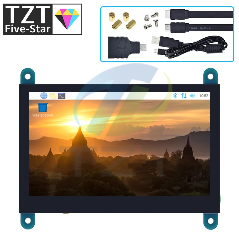 TZT 4.3 Inch USB Touch Control HDMI LCD Display Capacitive Touch Screen Panel 800*480 5 Point Touch IPS Monitor For Raspberry Pi