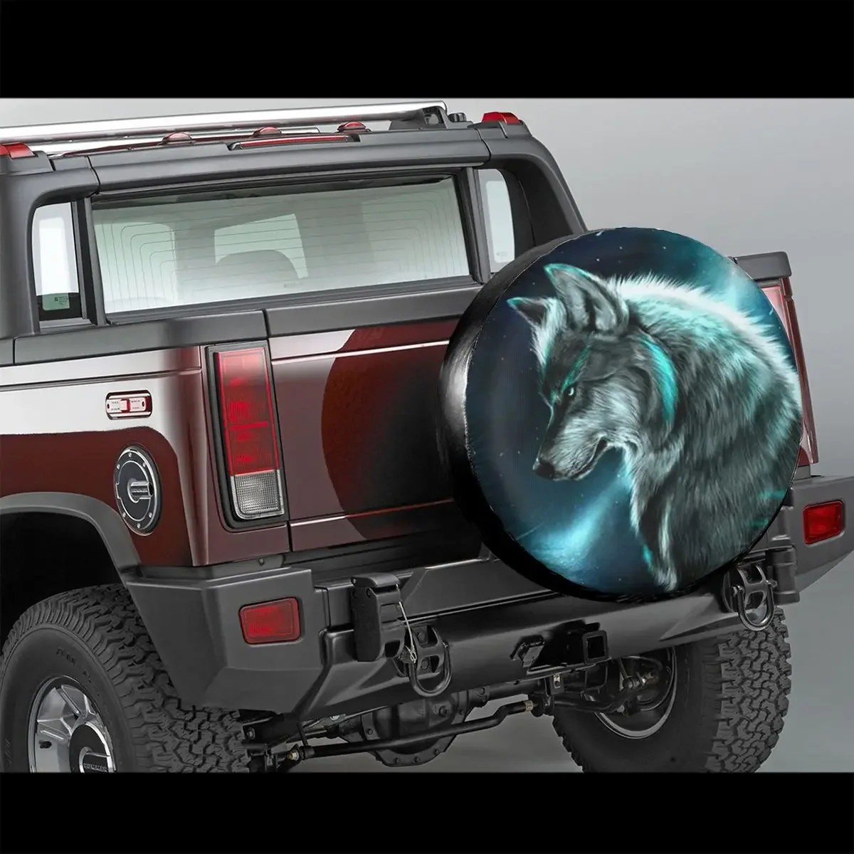 Wolf In The Moonlight Spare Wheel Tire Cover for Jeep Hummer Animal Waterproof Dust-Proof Vehicle Accessories 14-17 Inch