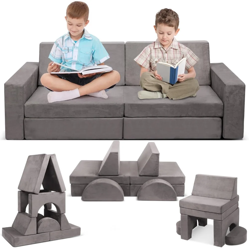 

Kids Play Couch, 10PCS Child Sectional Sofa Imaginative Furniture Play Set for Creative Kids, Toddler to Teen Bedroom Furniture