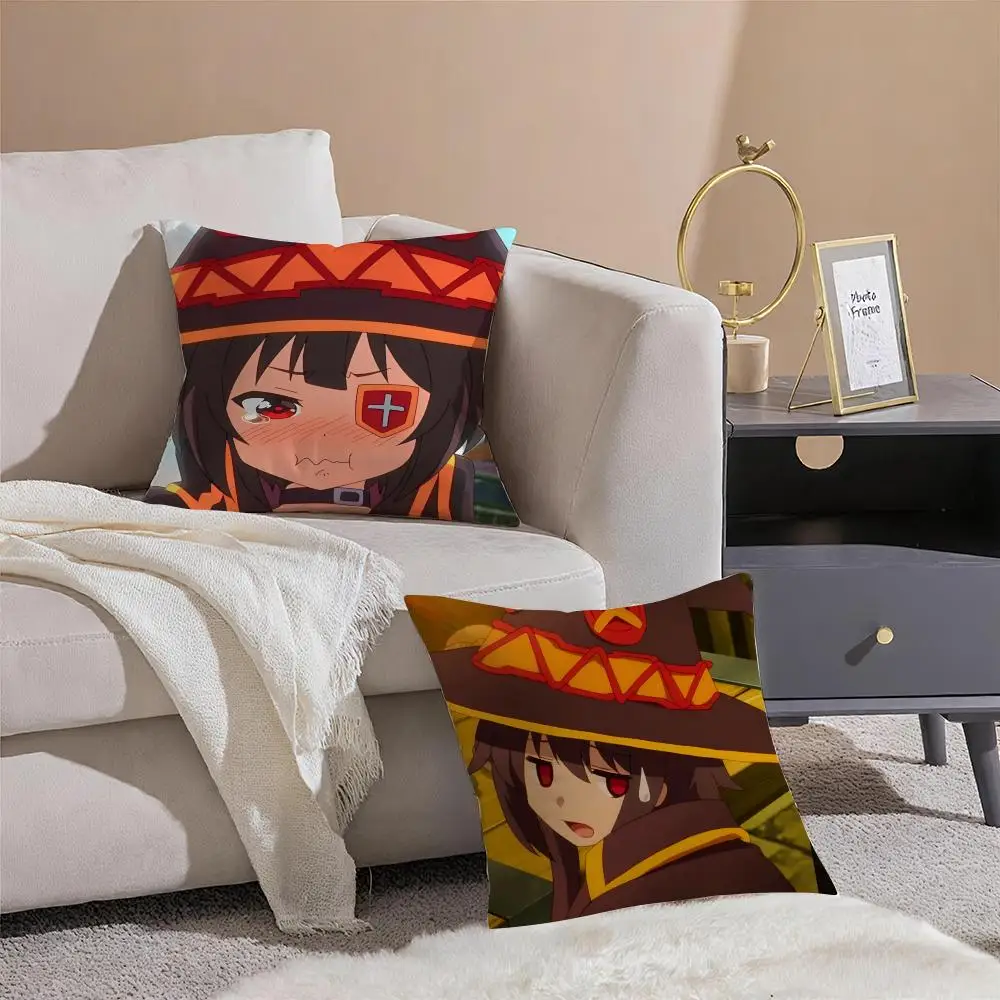 Hot Anime k-KonoSuba M-Megumin Kono Cushion Cover Pillowcase Short Plush Invisible zipper Room Sofa Cushion Cover