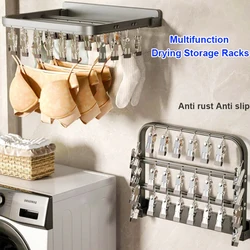 Foldable Socks Hangers Windproof Clothes Hanger Multiple Clips Clothes Hanger Multi function Bra Underwear Drying Storage Racks